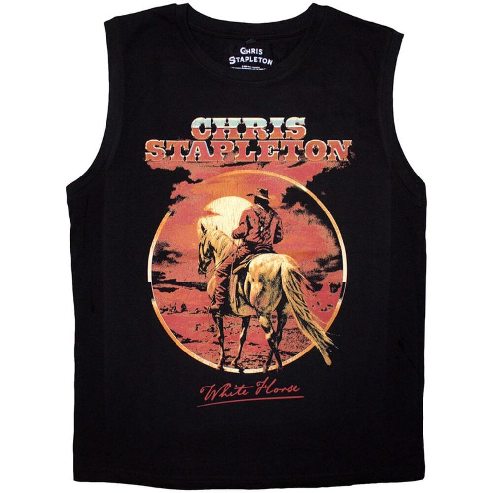 Chris Stapleton Unisex Adult White Horse Tank Top / Black